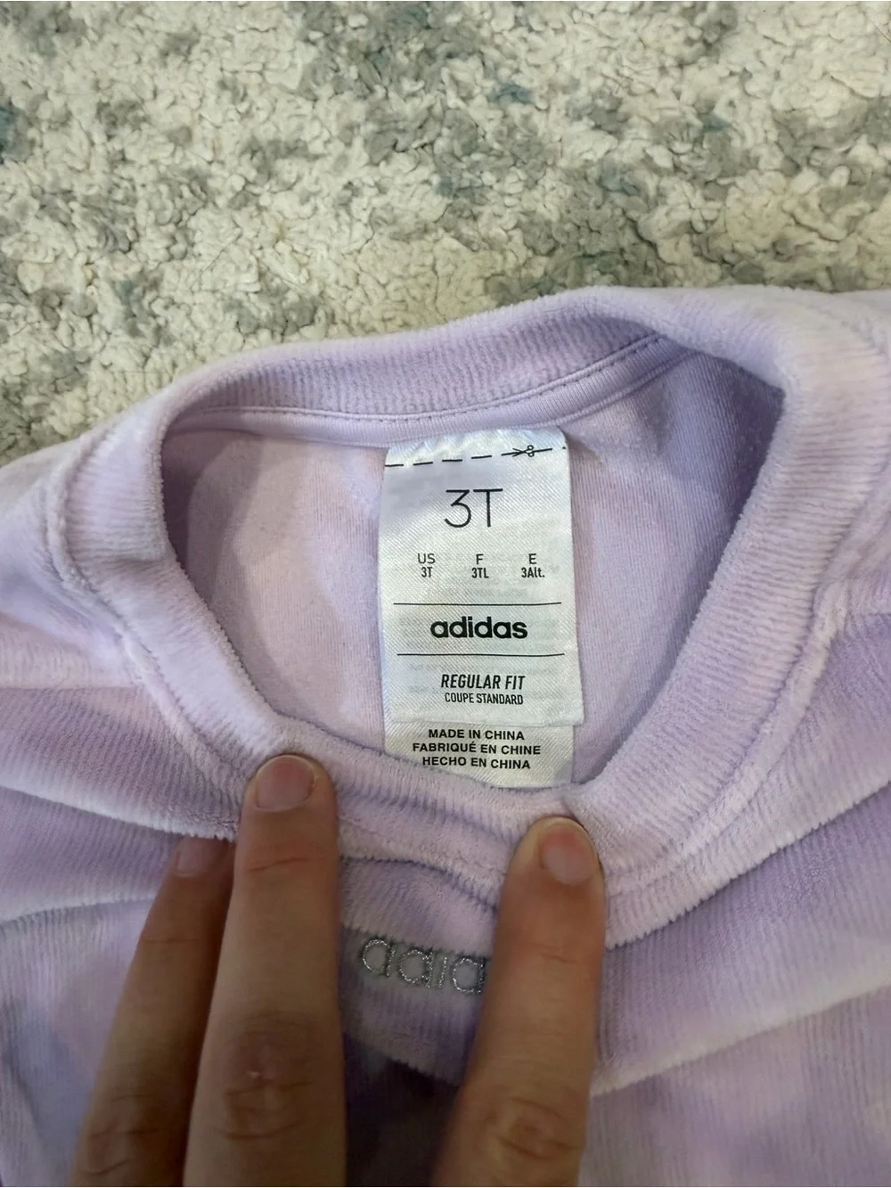 Adidas Girls 2-Piece Sweatshirt & Pants Set Lavender 3T